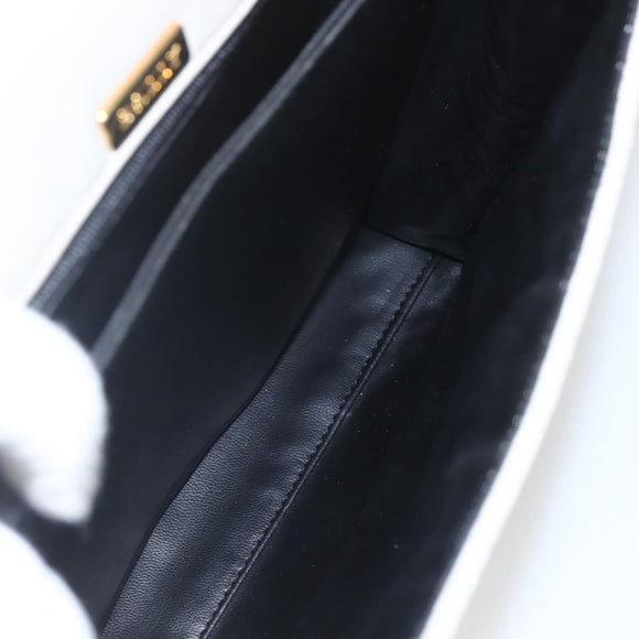 BALLY Hand Bag Leather Ivory Gold Auth 157907