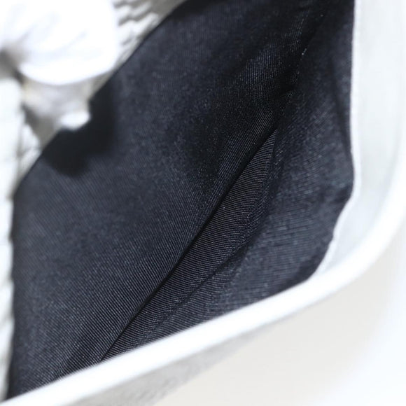 BALLY Hand Bag Leather Ivory Gold Auth 157907