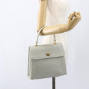 BALLY Hand Bag Leather Ivory Gold Auth 157907-23