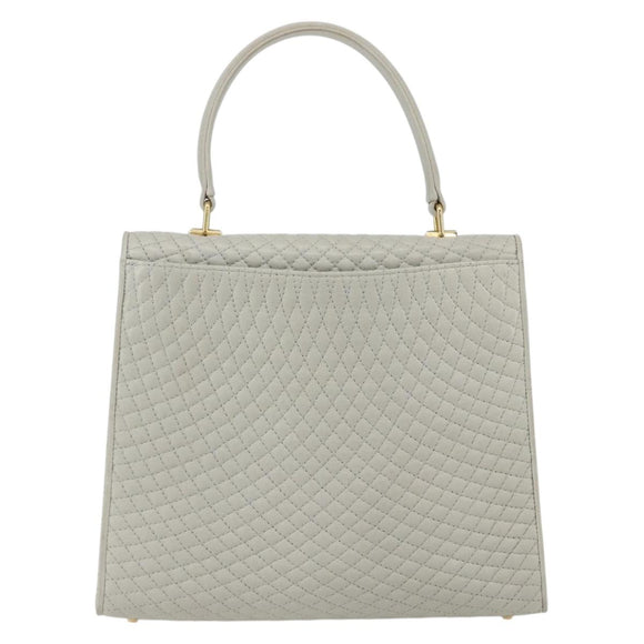 BALLY Hand Bag Leather Ivory Gold Auth 157907