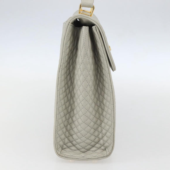 BALLY Hand Bag Leather Ivory Gold Auth 157907