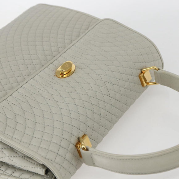 BALLY Hand Bag Leather Ivory Gold Auth 157907