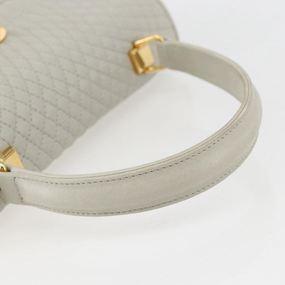 BALLY Hand Bag Leather Ivory Gold Auth 157907
