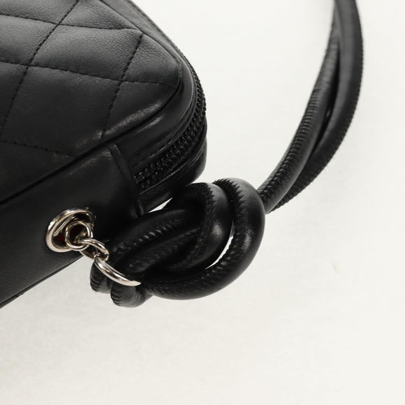 CHANEL Matelasse Cambon Line Shoulder Bag Leather Black Silver CC Auth 157909V