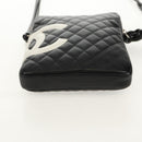 CHANEL Matelasse Cambon Line Shoulder Bag Leather Black Silver CC Auth 157909V-5