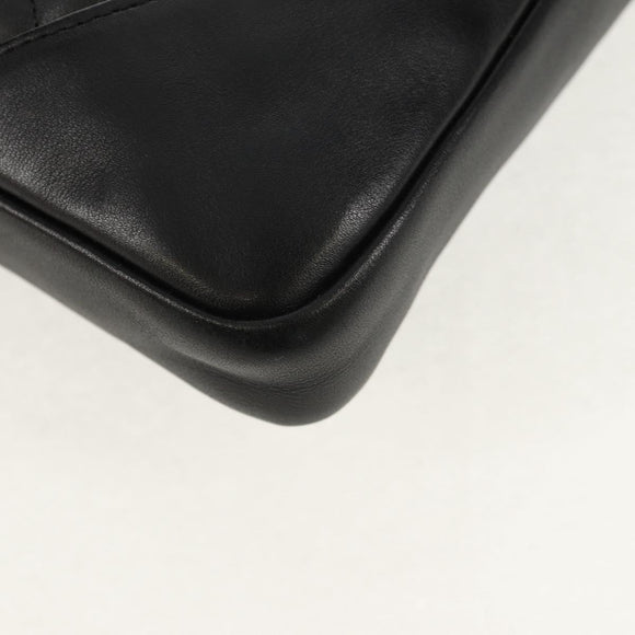 CHANEL Matelasse Cambon Line Shoulder Bag Leather Black Silver CC Auth 157909V