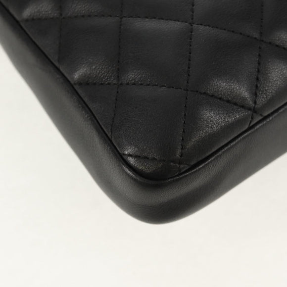 CHANEL Matelasse Cambon Line Shoulder Bag Leather Black Silver CC Auth 157909V