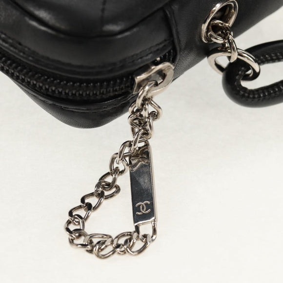 CHANEL Matelasse Cambon Line Shoulder Bag Leather Black Silver CC Auth 157909V
