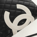 CHANEL Matelasse Cambon Line Shoulder Bag Leather Black Silver CC Auth 157909V-21