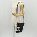 CHANEL Matelasse Cambon Line Shoulder Bag Leather Black Silver CC Auth 157909V-29
