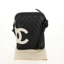 CHANEL Matelasse Cambon Line Shoulder Bag Leather Black Silver CC Auth 157909V-12