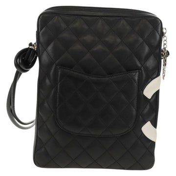 CHANEL Matelasse Cambon Line Shoulder Bag Leather Black Silver CC Auth 157909V - 0