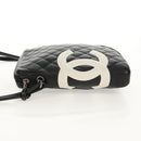 CHANEL Matelasse Cambon Line Shoulder Bag Leather Black Silver CC Auth 157909V-3