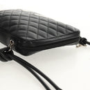 CHANEL Matelasse Cambon Line Shoulder Bag Leather Black Silver CC Auth 157909V-6