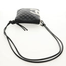 CHANEL Matelasse Cambon Line Shoulder Bag Leather Black Silver CC Auth 157909V-7
