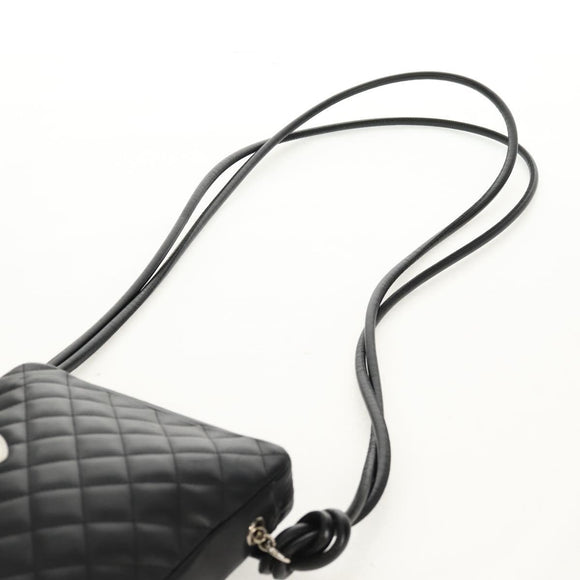 CHANEL Matelasse Cambon Line Shoulder Bag Leather Black Silver CC Auth 157909V