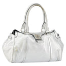 CELINE Hand Bag Leather Silver Auth 157912-1