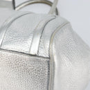 CELINE Hand Bag Leather Silver Auth 157912-10
