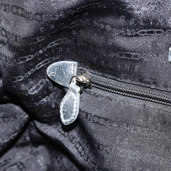 CELINE Hand Bag Leather Silver Auth 157912