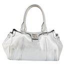 CELINE Hand Bag Leather Silver Auth 157912-2
