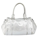 CELINE Hand Bag Leather Silver Auth 157912-3