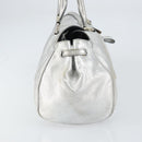 CELINE Hand Bag Leather Silver Auth 157912-4