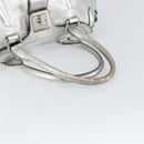 CELINE Hand Bag Leather Silver Auth 157912-7