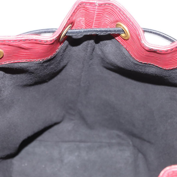 LOUIS VUITTON Epi Petit Noe Shoulder Bag Bicolor Black Red M44017 LV Auth 157914