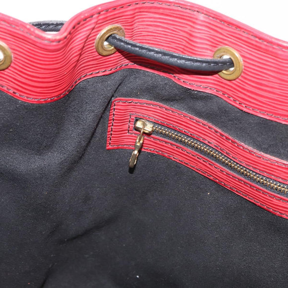 LOUIS VUITTON Epi Petit Noe Shoulder Bag Bicolor Black Red M44017 LV Auth 157914