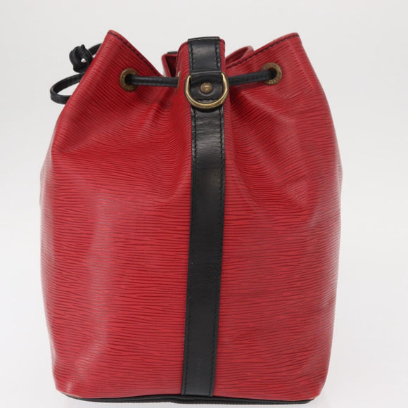 LOUIS VUITTON Epi Petit Noe Shoulder Bag Bicolor Black Red M44017 LV Auth 157914