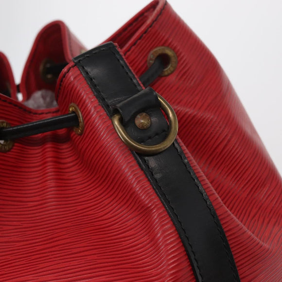 LOUIS VUITTON Epi Petit Noe Shoulder Bag Bicolor Black Red M44017 LV Auth 157914