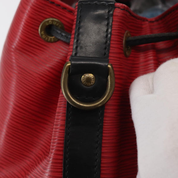 LOUIS VUITTON Epi Petit Noe Shoulder Bag Bicolor Black Red M44017 LV Auth 157914