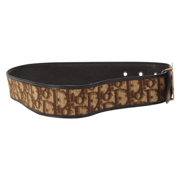 Christian Dior Trotter Canvas Belt 32.7"" Beige Auth 157925