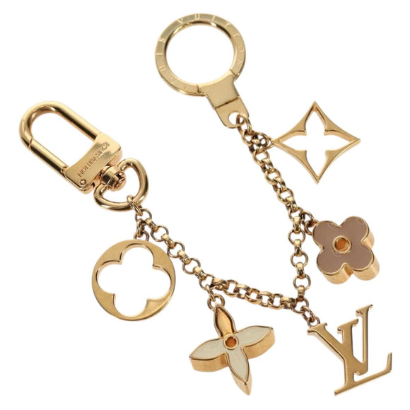 LOUIS VUITTON Bag Charm Chain Fleur de Monogram metal Gold M01413 Auth 157927M