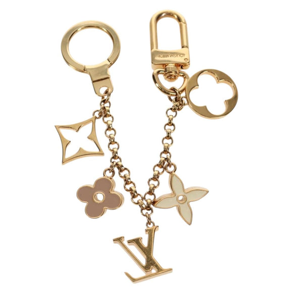 LOUIS VUITTON Bag Charm Chain Fleur de Monogram metal Gold M01413 Auth 157927M