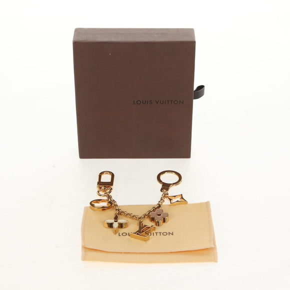 LOUIS VUITTON Bag Charm Chain Fleur de Monogram metal Gold M01413 Auth 157927M