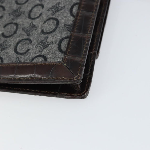 CELINE C Macadam Canvas Shoulder Bag Gray Gold Auth 157930