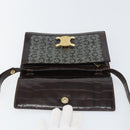 CELINE C Macadam Canvas Shoulder Bag Gray Gold Auth 157930-10
