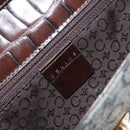 CELINE C Macadam Canvas Shoulder Bag Gray Gold Auth 157930-17