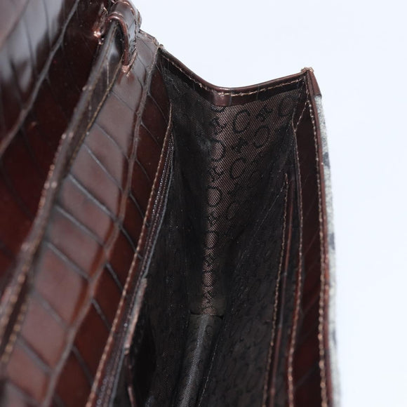 CELINE C Macadam Canvas Shoulder Bag Gray Gold Auth 157930