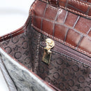 CELINE C Macadam Canvas Shoulder Bag Gray Gold Auth 157930-21