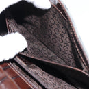 CELINE C Macadam Canvas Shoulder Bag Gray Gold Auth 157930-23