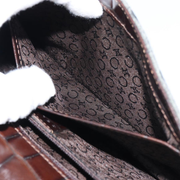 CELINE C Macadam Canvas Shoulder Bag Gray Gold Auth 157930