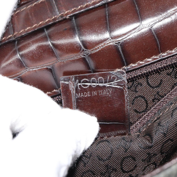 CELINE C Macadam Canvas Shoulder Bag Gray Gold Auth 157930