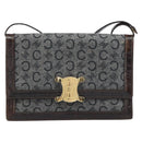 CELINE C Macadam Canvas Shoulder Bag Gray Gold Auth 157930-13