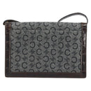 CELINE C Macadam Canvas Shoulder Bag Gray Gold Auth 157930-3