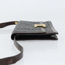 CELINE C Macadam Canvas Shoulder Bag Gray Gold Auth 157930-5