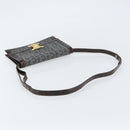 CELINE C Macadam Canvas Shoulder Bag Gray Gold Auth 157930-7