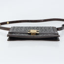 CELINE C Macadam Canvas Shoulder Bag Gray Gold Auth 157930-5