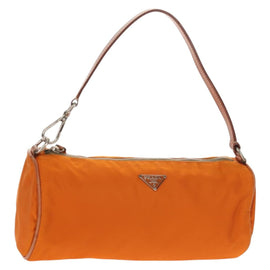 PRADA Shoulder Bag Nylon Orange Silver Auth 157934V